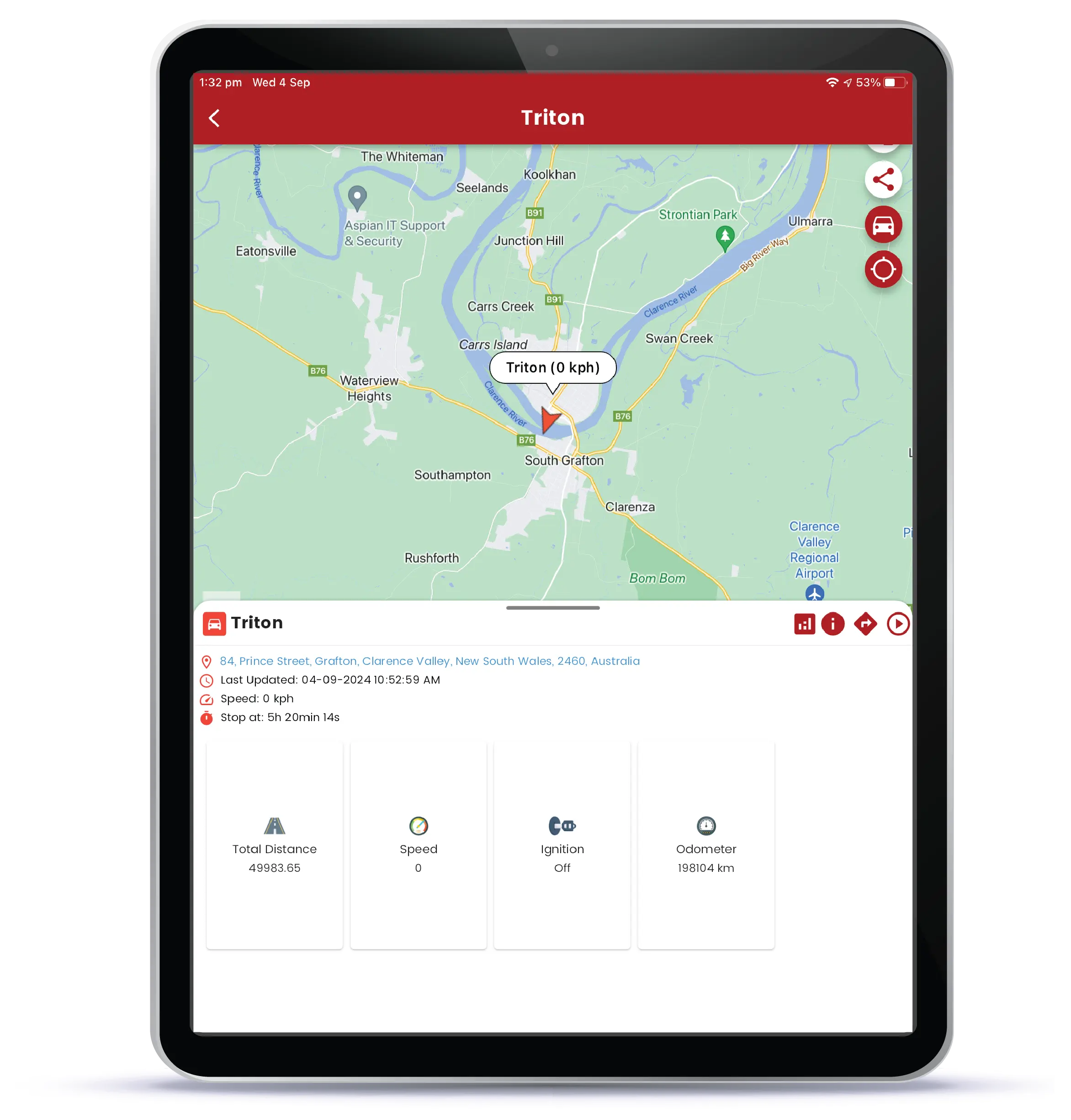 GPS Tracking App on Tablet